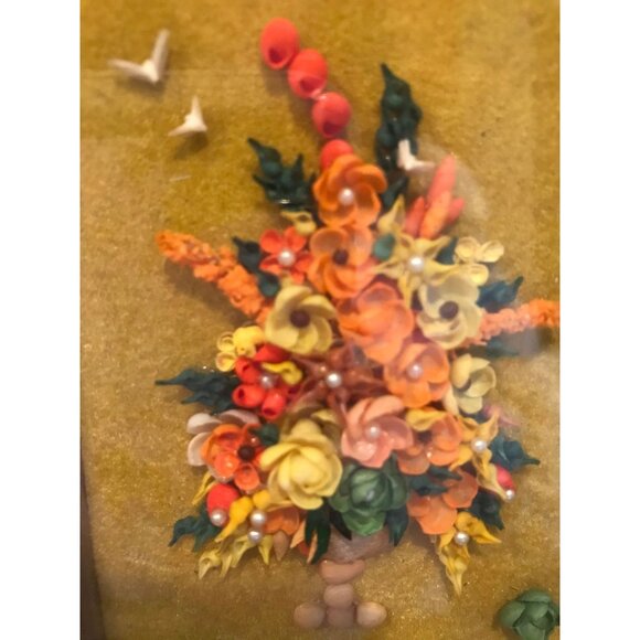 Vtg 1960's Miniature Seashell Art Craft Flowers In a Vase Handmade Incredible - Picture 7 of 8